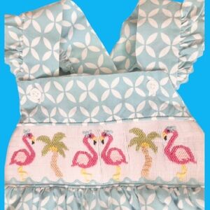STELLYBELLY boutique smock flamingo bubble ruffle butt Baby Girl’s size 18m